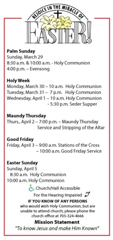 Easter Services at St. Paul's Anglican Church